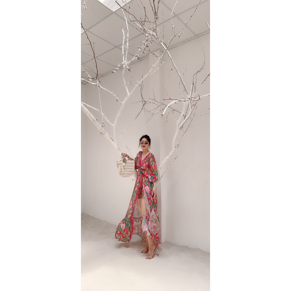 Đầm, maxi đi biển, dã ngoại Cổ V Sẻ Tà Siêu Sang Oderi MS787 | BigBuy360 - bigbuy360.vn