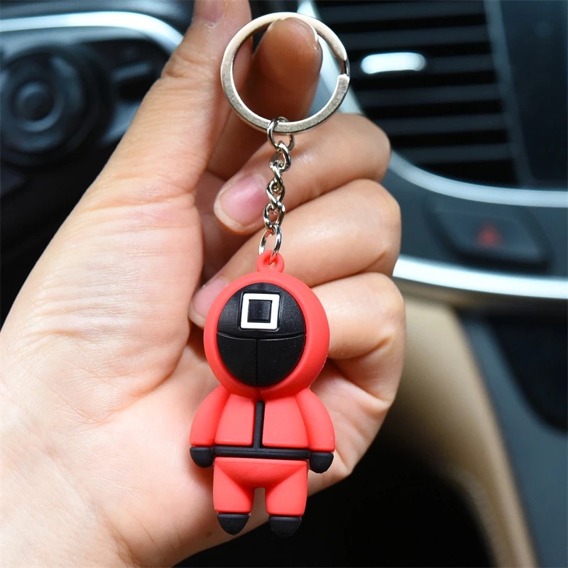 Móc khóa HDY thiết kế hình nhân vật Squid Game mini 3D sáng tạo trang trí chìa khóa xe hơi balo