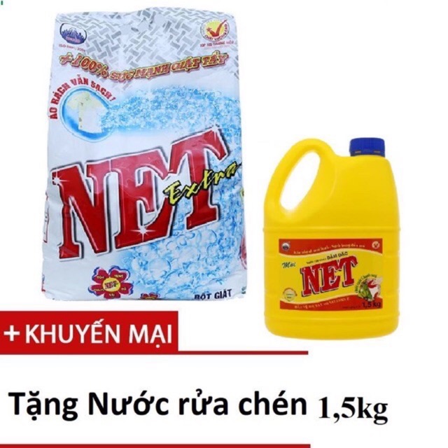 Bột giặt NET 6kg( tặng kèm nước rửa chén NET 1,5kg)