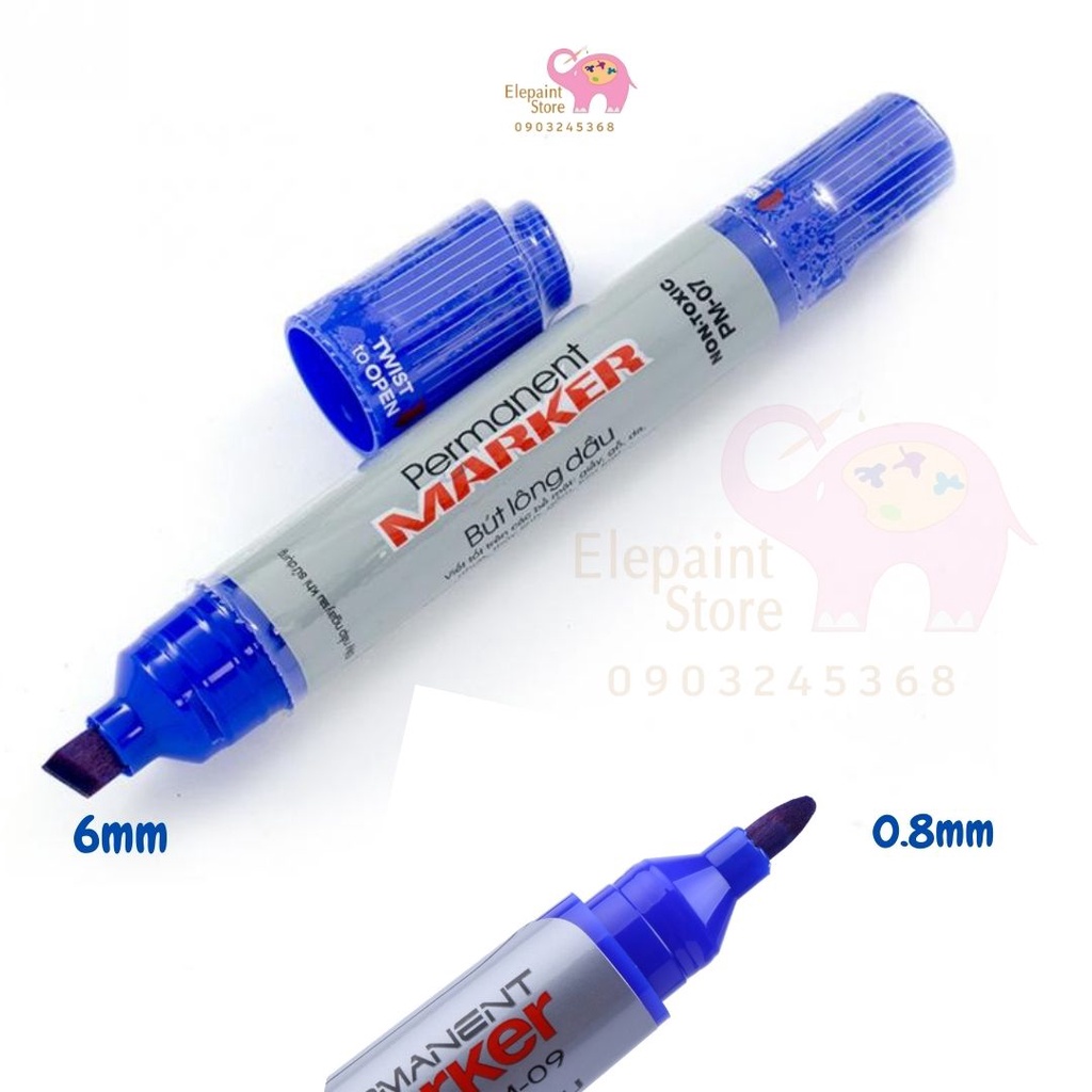 Hộp 10 bút dạ dầu 2 đầu Thiên Long PM09