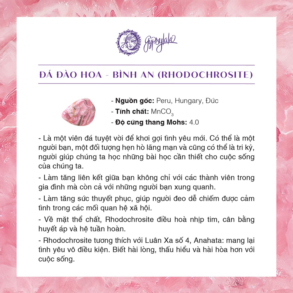 Dây chuyền Hồ Ly đá Đào Hoa (Rhodochrosite) HLDHMCC1 Gypsy.lala