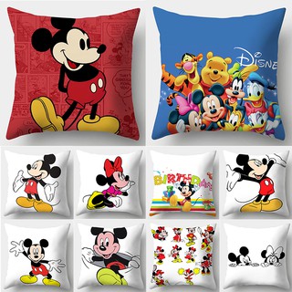 Vỏ Gối Hình Vuông Bằng polyester Mềm In Hình Chuột Mickey Minnie