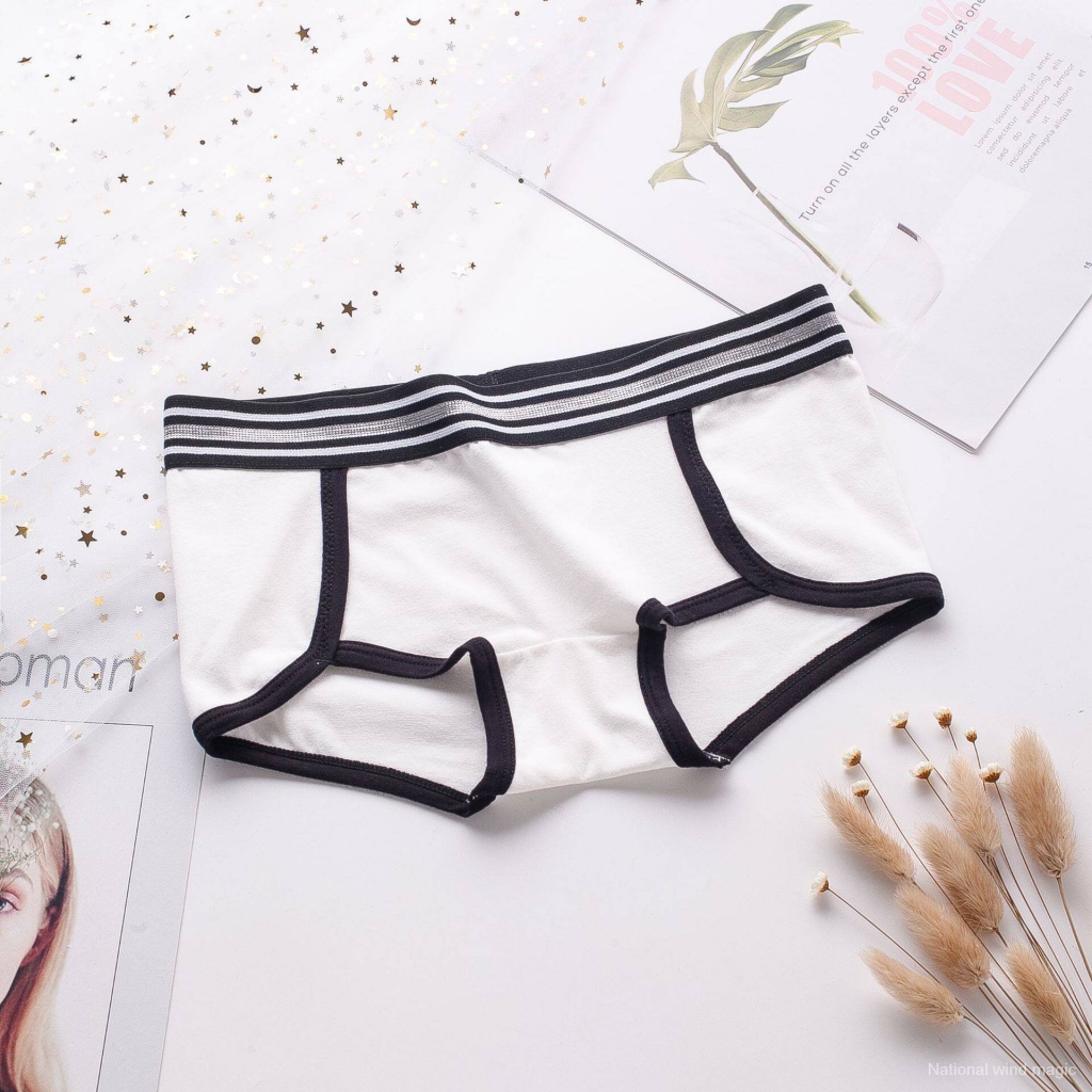 Set 4 quần lót cotton thời trang nữ eo trung bình cỡ lớn kẻ sọc kiểu dáng giản đơn | BigBuy360 - bigbuy360.vn