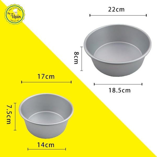 Khuôn nhôm ĐÚC đế liền đổ đế bánh rau câu/ bông lan size 20 cm và 16cm