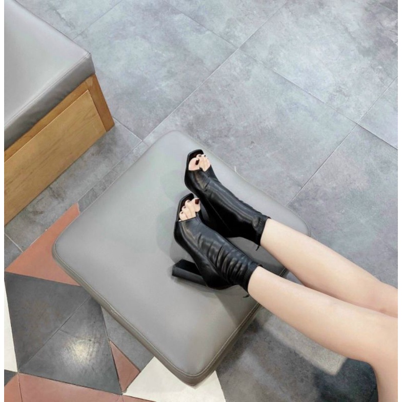  giầy boot nữ hở mũi gót trụ 7 p da siêu êm siêu mềm hot !!