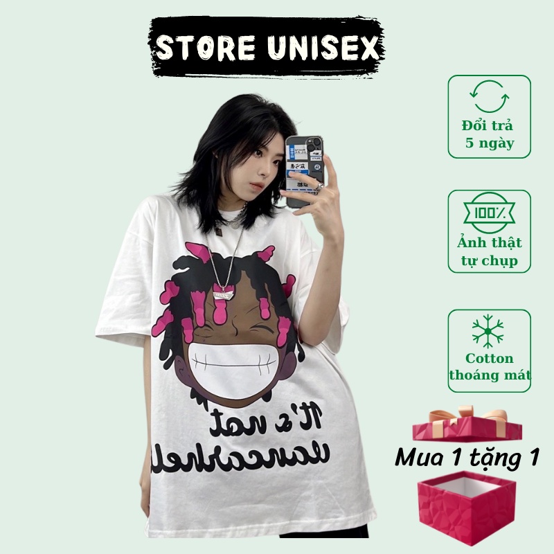 Áo Phông Nam Nữ Form Rộng, Áo Thun Tay Lỡ A010 Cổ Tròn Unisex Hai Màu Đen Trắng Chất Liệu Cotton Họa Tiết Mặt Cười