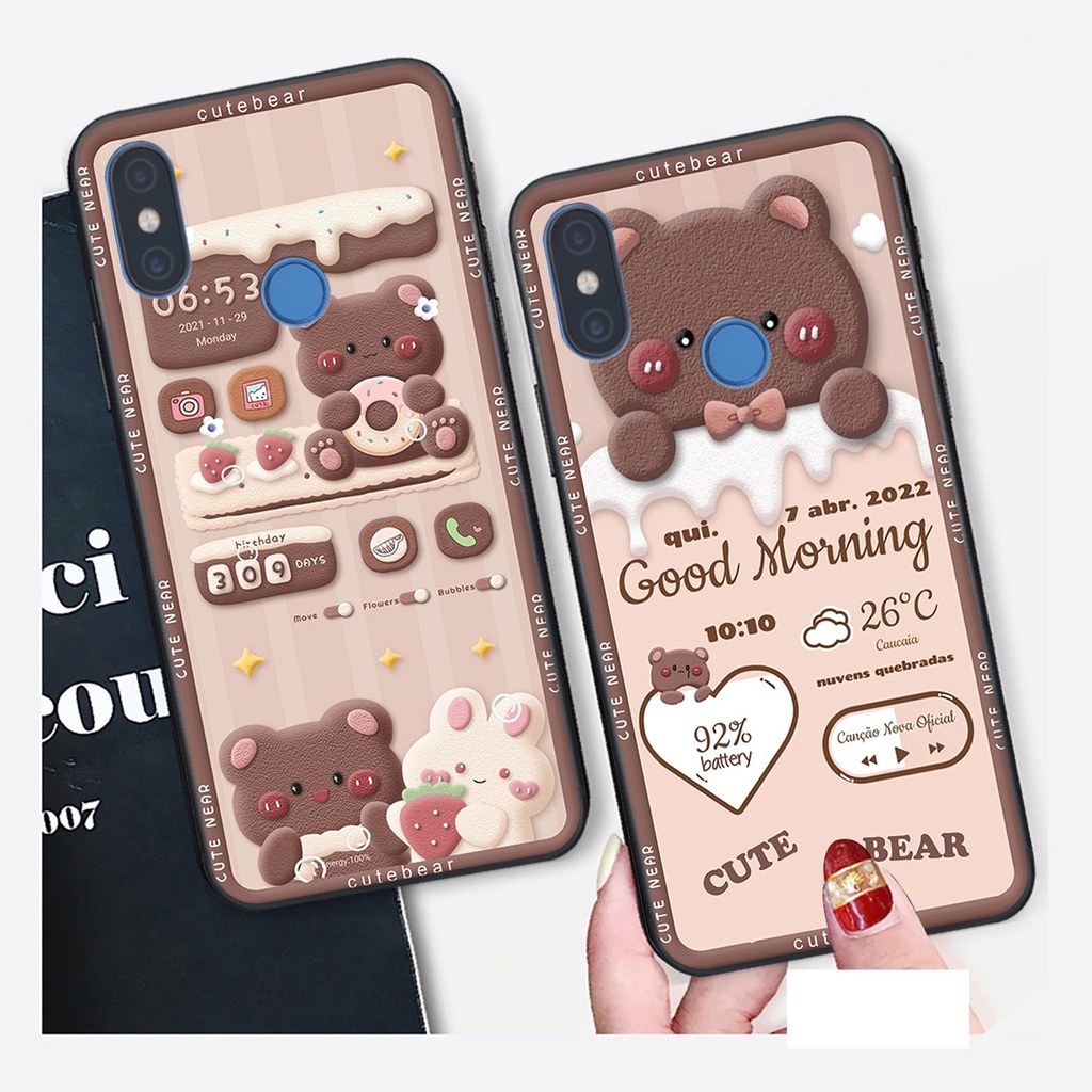 Ốp lưng Xiaomi MI 8 / MI 8 SE in hình Gấu nâu - hồng, Gấu Be@rick  cực CUTE, DỄ THƯƠNG