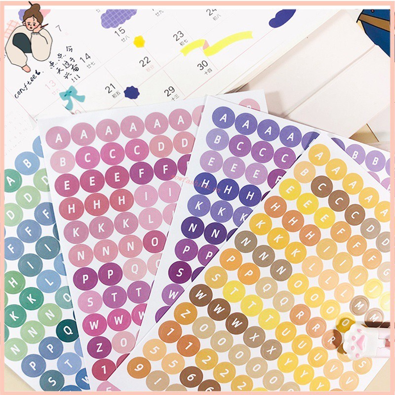 Miếng Dán HÌnh Chữ Cái Nhiều Màu Sắc Dùng Để Trang Trí Sổ Tay