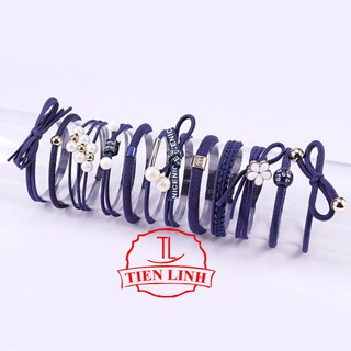 Set 12 thun cột tóc Hàn Quốc dễ thương -  (Xanh hải quân)