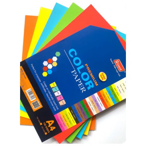 Giấy Bìa Màu A4 Pgrand - Xấp 100 tờ Dùng Trang Trí Phòng Học Mầm Mon Làm Sổ Tay Đống Bìa Bền Đẹp