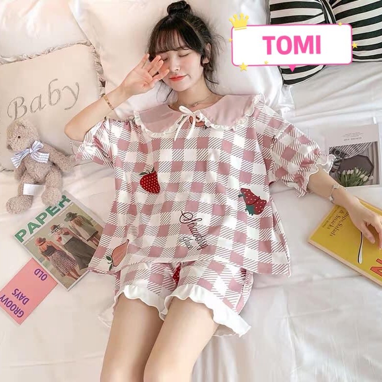 Bộ đồ ngủ nữ ngắn tay cổ bèo Hàn Quốc cực xinh - TOMI BOUTIQUE | BigBuy360 - bigbuy360.vn