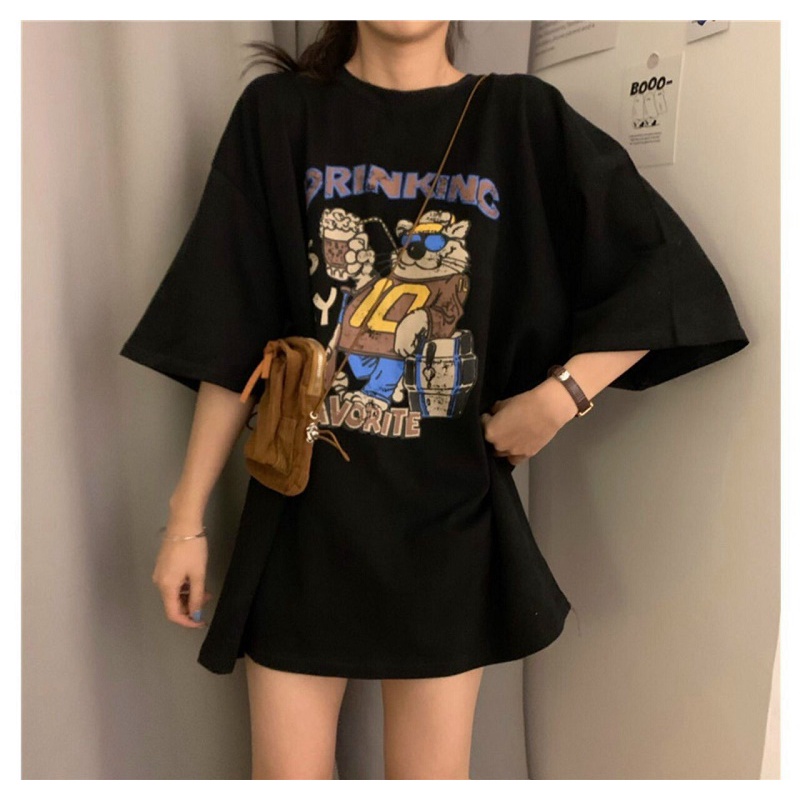 Áo Thun Form Rộng Nam Nữ Unisex Tay Lỡ Dáng Suông In Hình DRINKING  - ĐĂNG QUANG CLOTHER