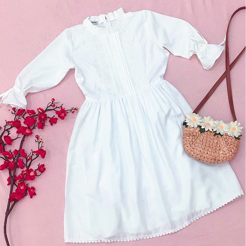 Babydoll trắng tay nơ (kèm hình thật) | BigBuy360 - bigbuy360.vn