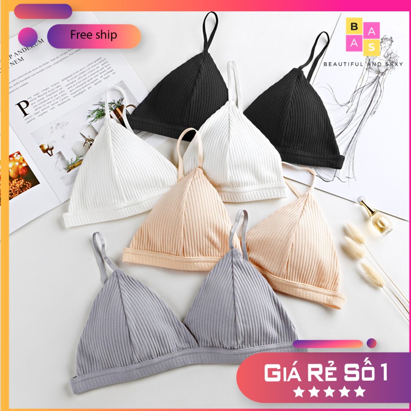 Áo Bra cotton 2 dây cài sau, áo lót nữ không gọng BAS034