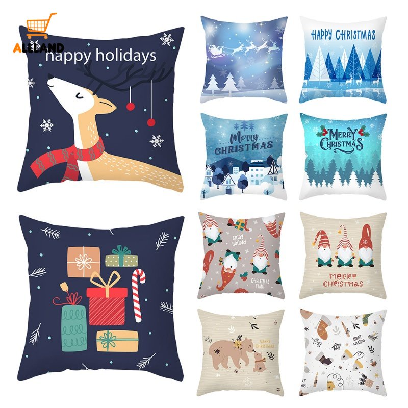 Vỏ Gối Vuông 45 * 45CM Họa Tiết Giáng Sinh Độc Đáo Trang Trí Nội Thất