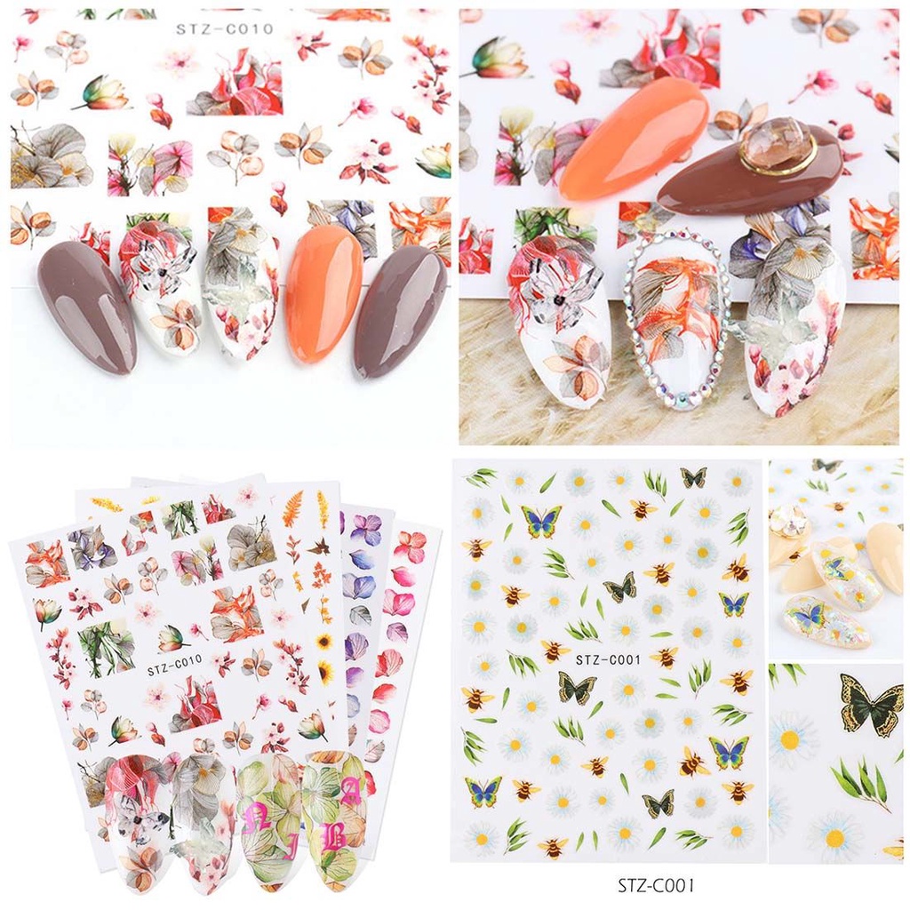 [Hàng mới về] Miếng dán trang trí móng tay mẫu hoa lá ba chiều thời trang diy