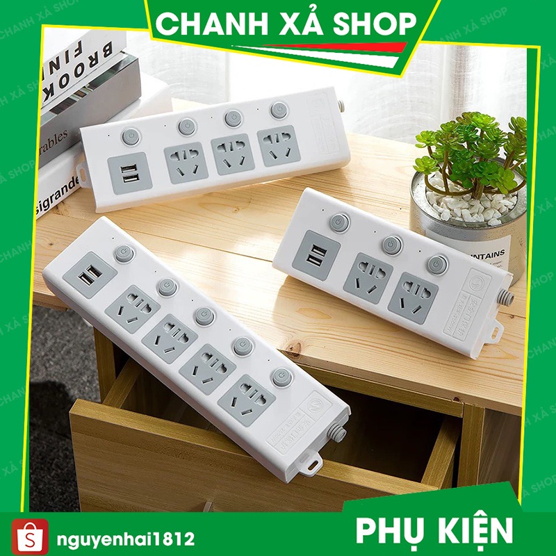 Ổ cắm điện đa năng thông minh 2 cổng USB 5v sạc nhanh, ổ chịu tải 2500W, tiết kiệm 30 kilowatt giờ dây nối 2m