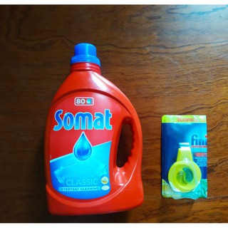 Combo cho máy rửa bát: Gel rửa bát Somat 2 lít(tương đương 2 gói bột) tặng tinh dầu khử mùi cam chanh
