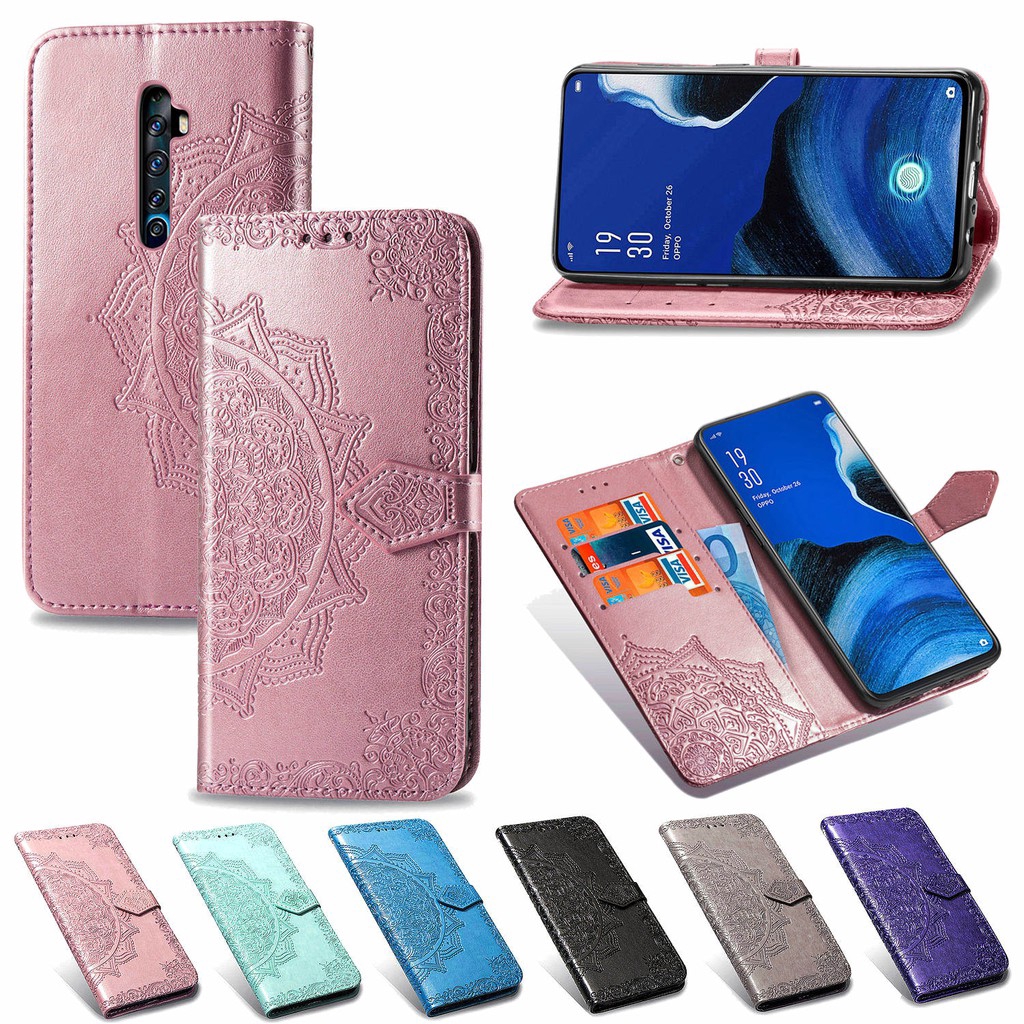 Bao da điện thoại kiểu ví chống sốc hình hoa Mandala kèm khóa gài dành cho Oppo Reno 2 2Z 2F Z 3 10X F11 Pro | BigBuy360 - bigbuy360.vn