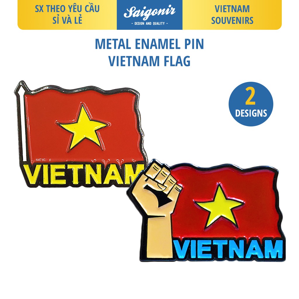 Pin Cài Áo Lá Cờ VN Saigonir-Huy Hiệu-Ghim Cài Áo, Mũ, Balo, Túi Xách-Enamel Pin-Vietnam Souvenir-Quà Lưu Niệm Việt Nam