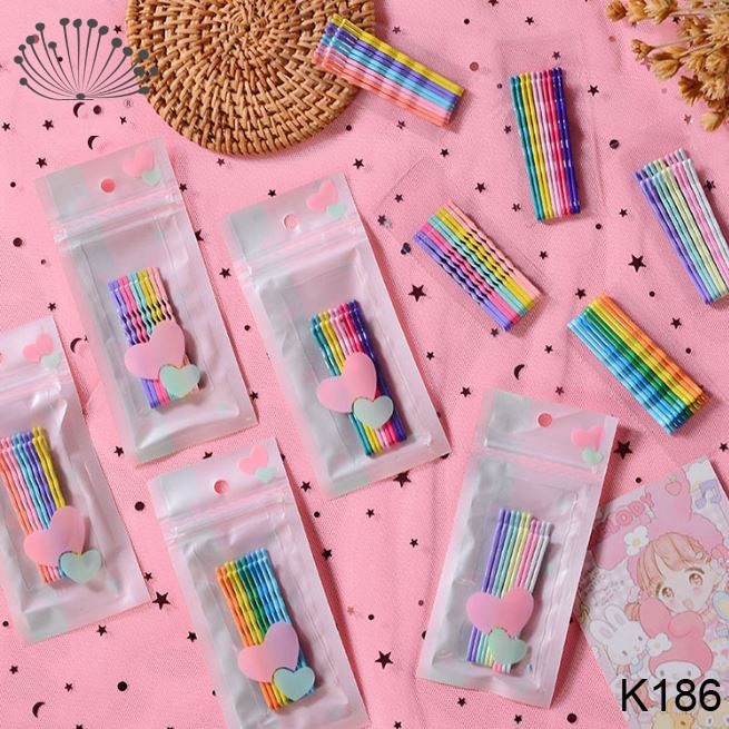 ❤️ A8 Vỉ 10 Ghim Kẹp Tóc Tăm Hàn Quốc Sắc Màu Xinh Xắn