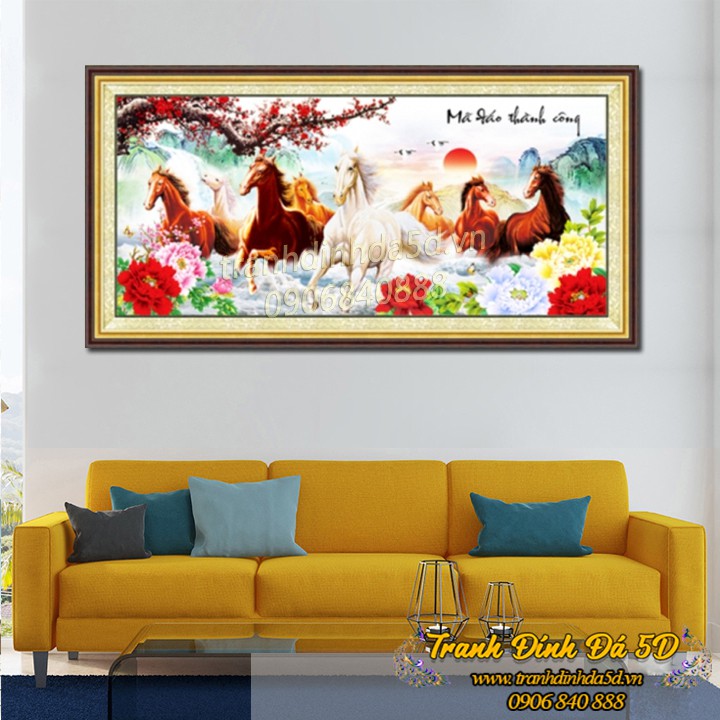 Tranh đính đá ngựa Mã đáo thành công cành đào KÍCH THƯỚC LỚN GIÁ RẺ | BigBuy360 - bigbuy360.vn