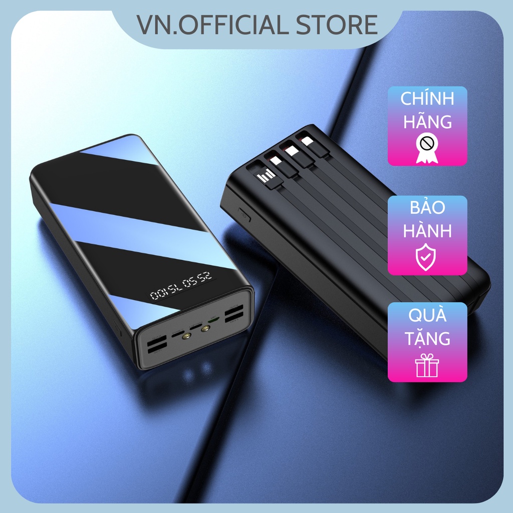 Sạc Dự Phòng 50000mah - Có đèn led soi sáng - Tặng kèm 2 cáp sạc