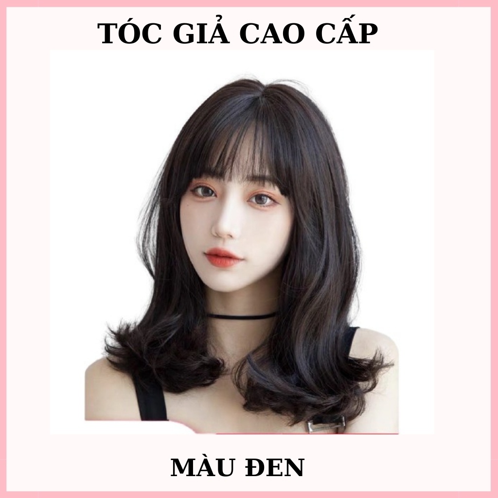 Tóc giả nữ nguyên đầu xoăn ngắn 35cm, sợi tơ cao cấp, tặng kèm lưới trùm tóc.
