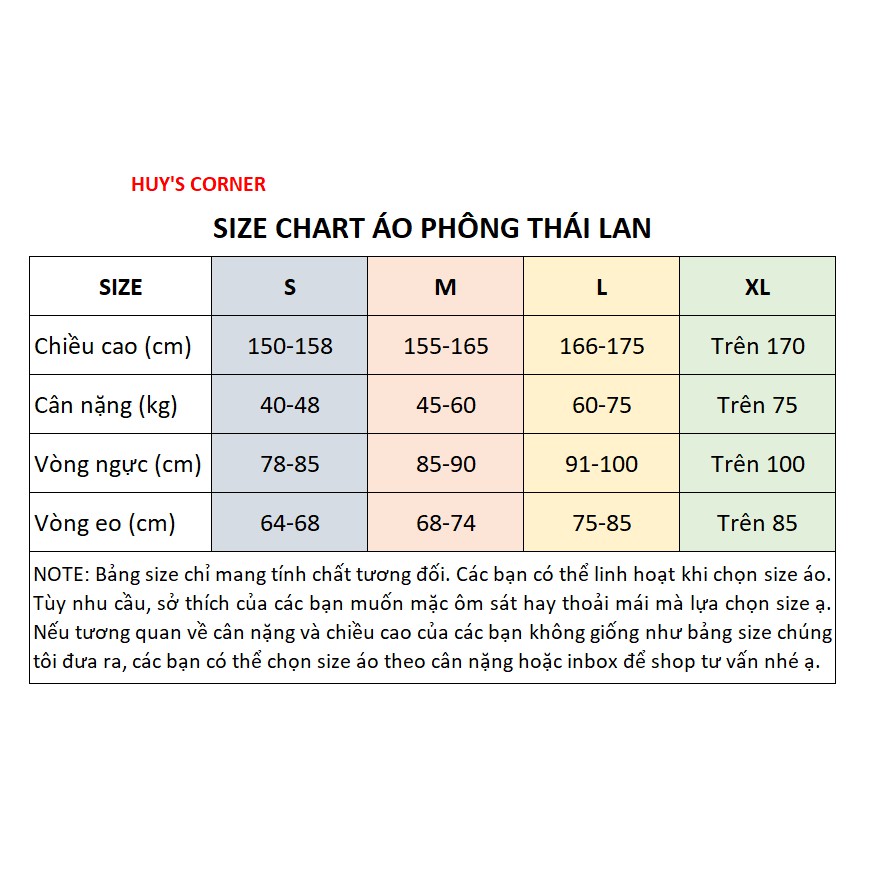 ÁO THUN NAM NỮ THÁI LAN (UNISEX) - THE ORIGINAL - A07