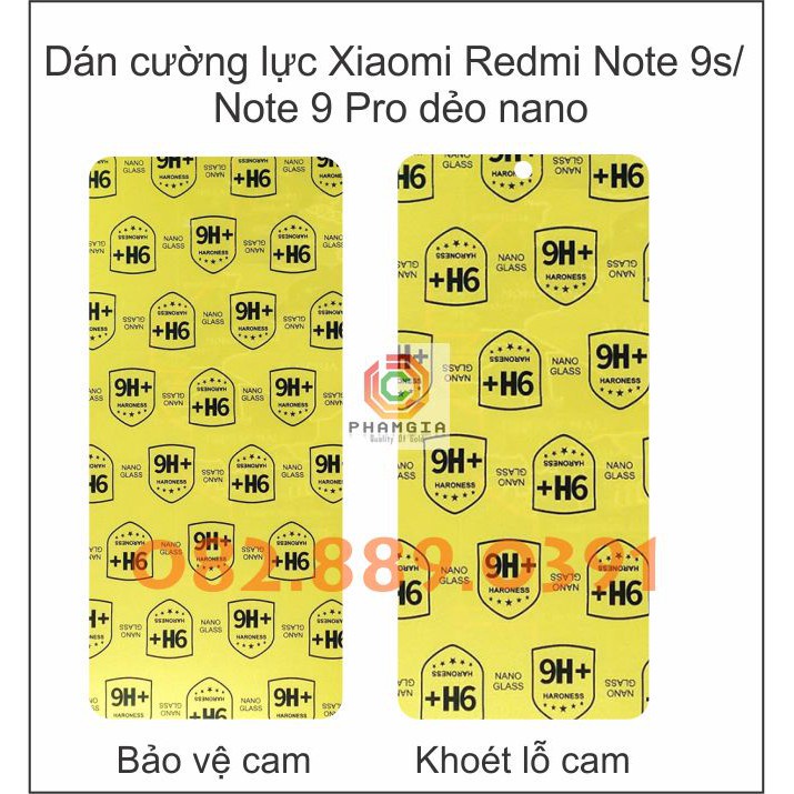 Kính cường lực dẻo nano thế hệ mới Xiaomi Redmi Note 9S (Redmi Note 9 Pro) chống mẻ vỡ, khoét lỗ cam trước chụp rõ nét