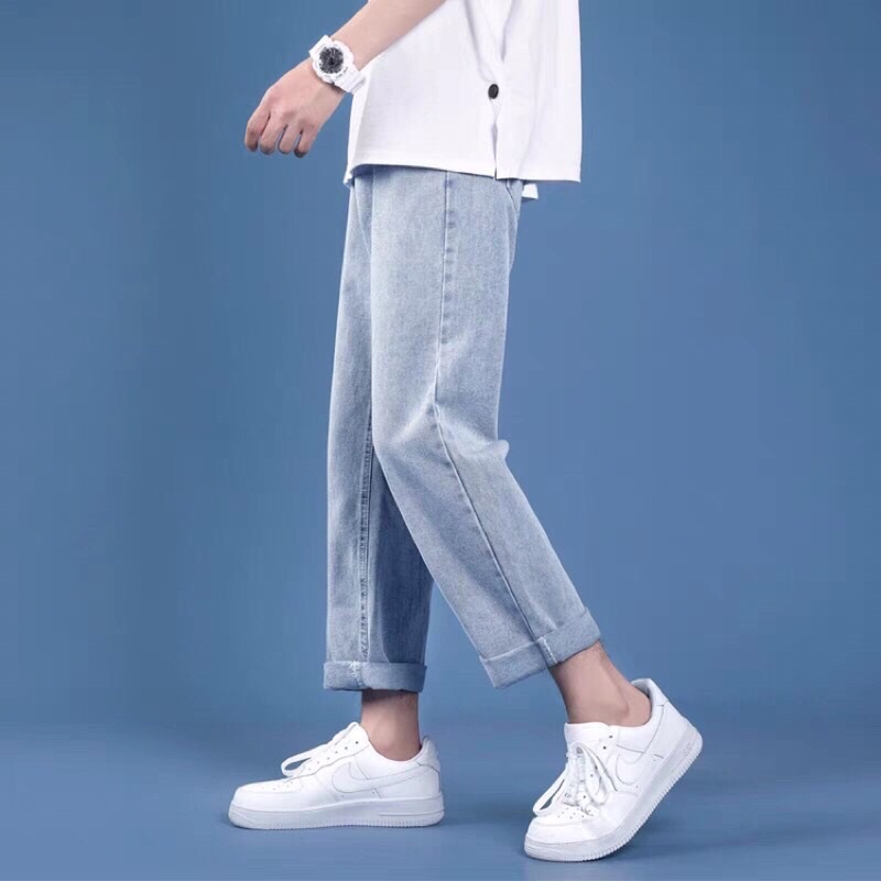 Quần jean bò baggy nam nữ ống suông rộng Unisex hàng Quảng Châu phong cách Hàn Quốc sành điệu style năm 2021