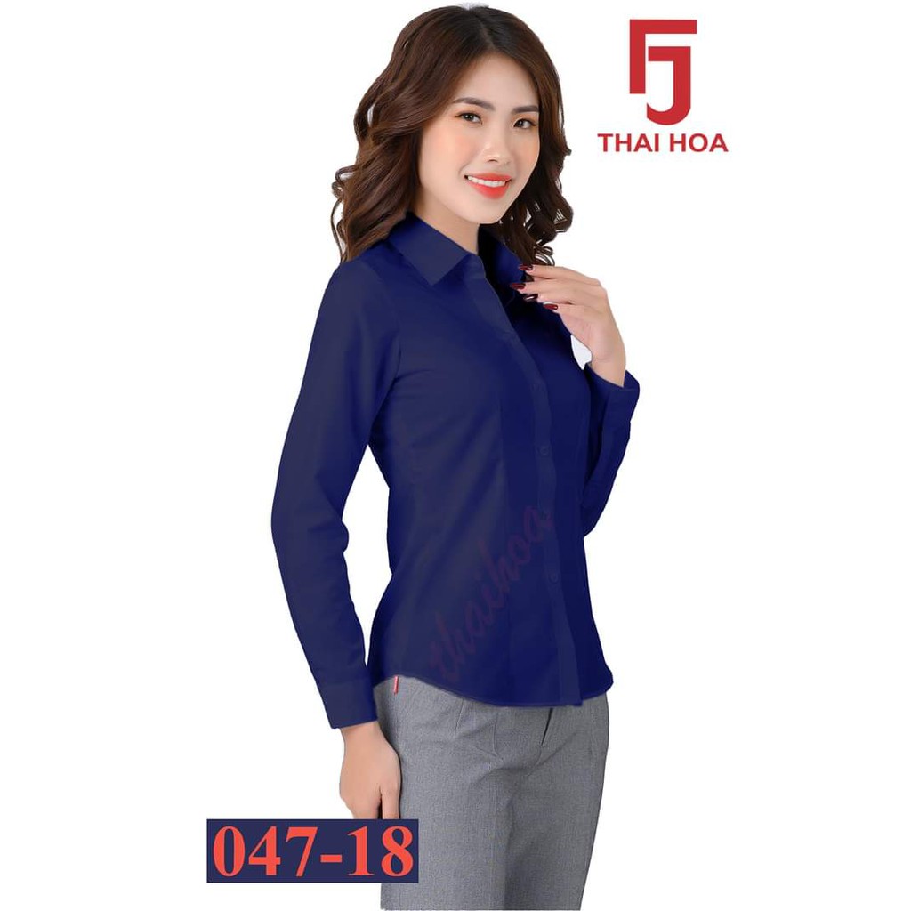Áo sơ mi Thái Hòa vải mềm mịn màu xanh đen