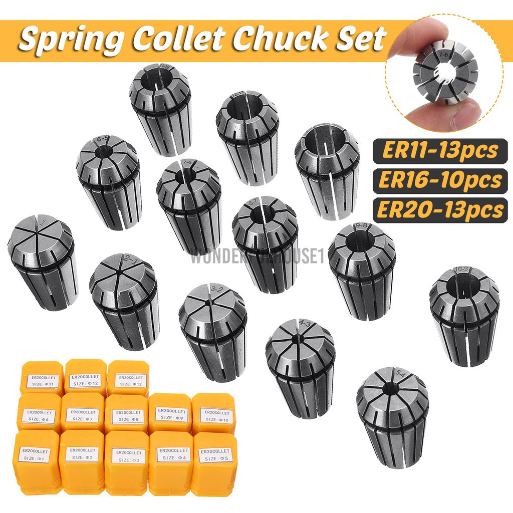 Spring Collet Chuck Set ER11 ER16 ER20 CNC Milling Lathe Tool Workholding Chuck