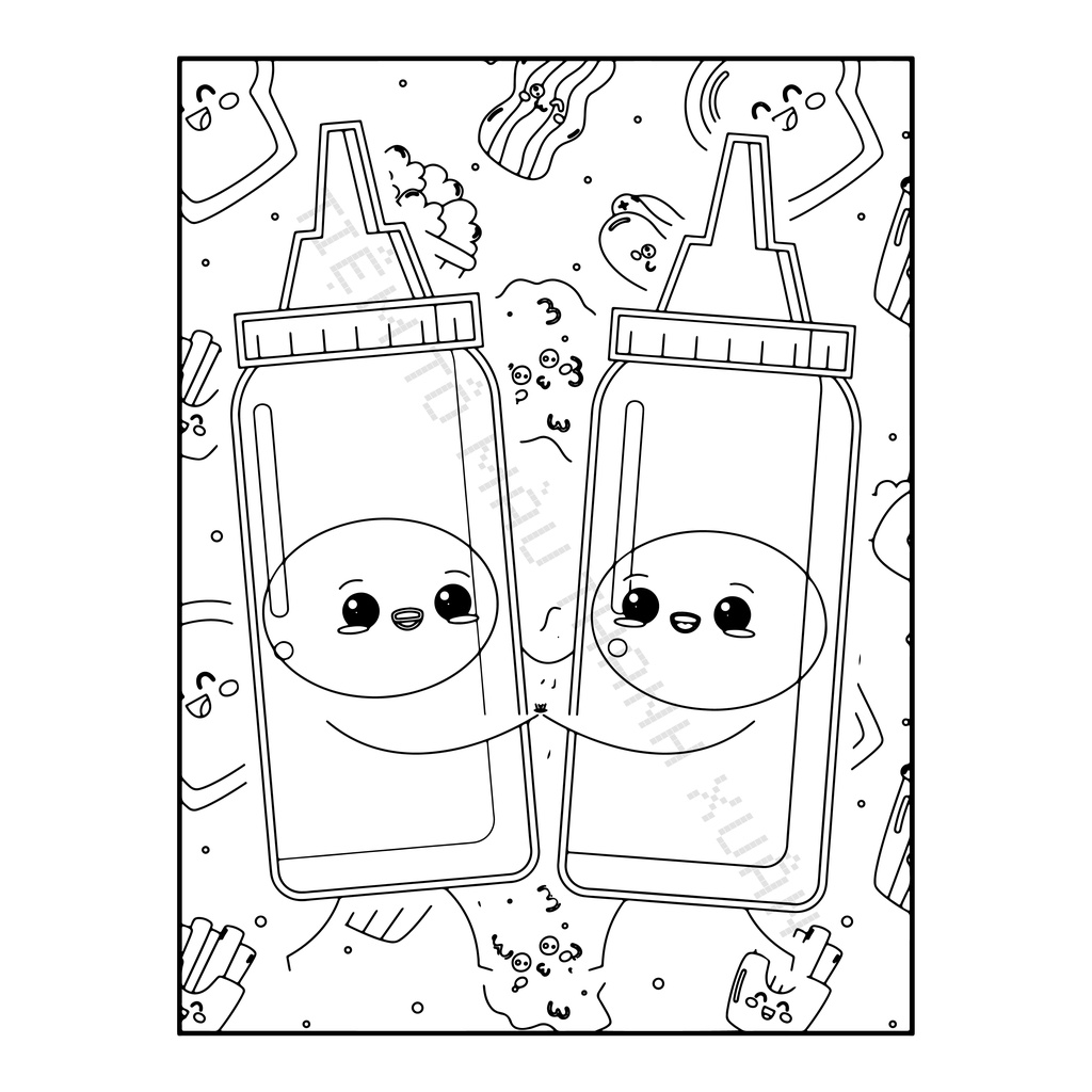 Set 30 Tờ Tranh Tô Màu Hình Thức Ăn Cute Cho Bé Tô Màu Sáp, Màu Chì - Tiệm Tô Màu Thanh Xuân