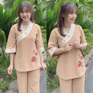 Đồ Lam Đi Chùa # Lụa Lạnh Phối 3D