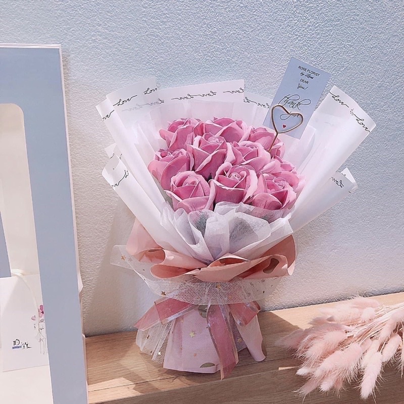 BÓ HOA SÁP 10 BÔNG TẶNG KÈM TÚI VÀ THIỆP