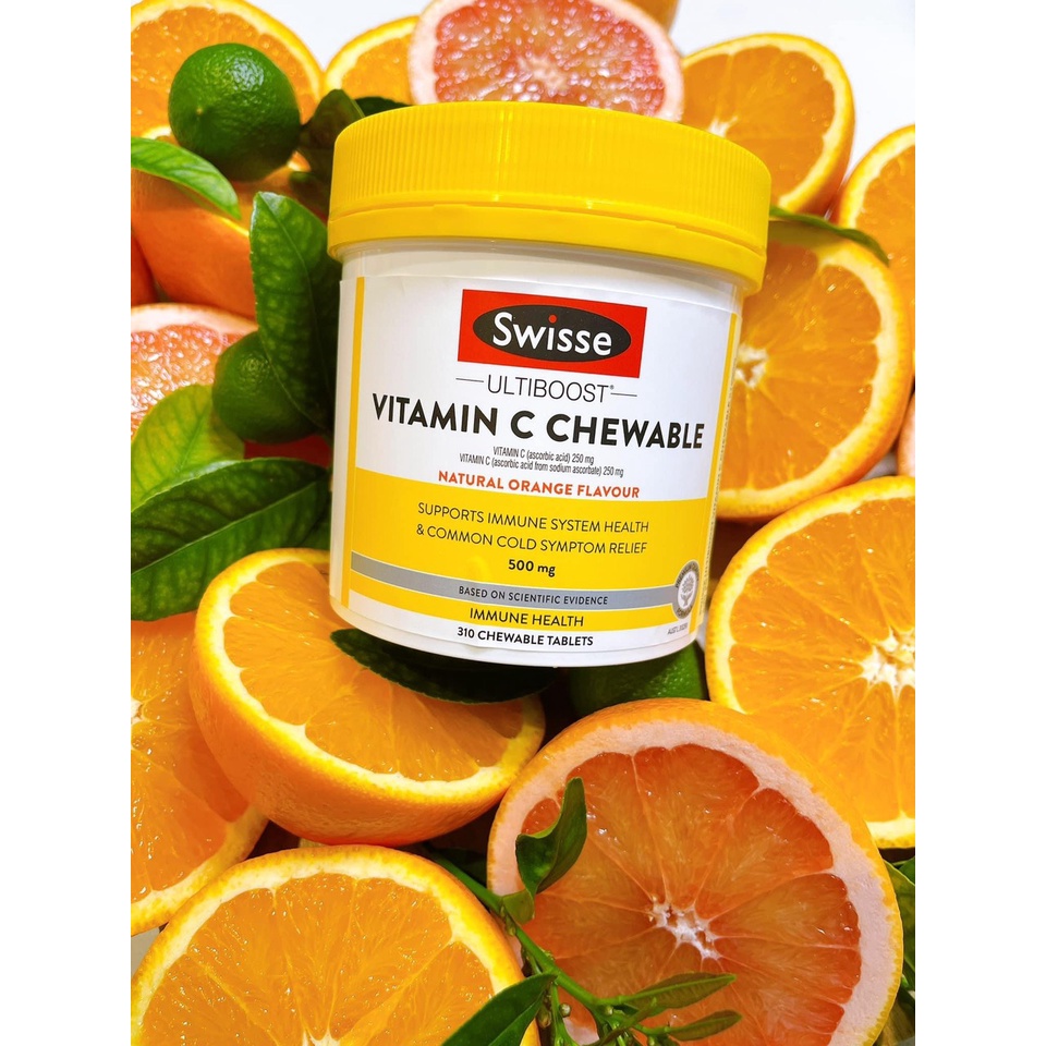 -Viên ngậm bổ sung Vitamin C Swisse VitaminC Chewable 500mg lọ 310 viên