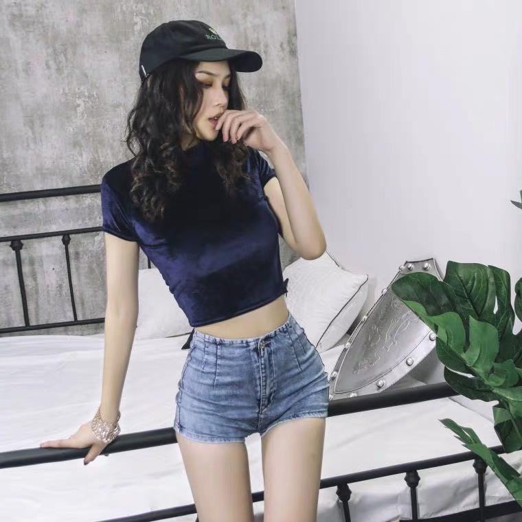 Áo Crop Top Nhung Hàn Quốc Chất Lượng Cao 995 (Size Xs-Xl)