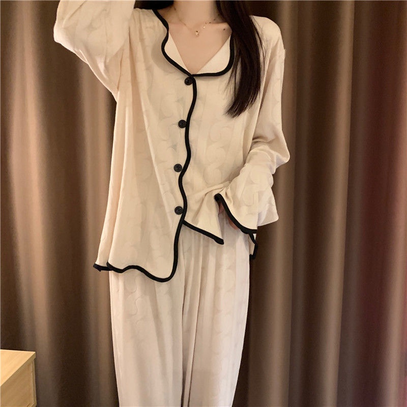 Bộ Đồ Ngủ Tay Dài Phong Cách Phương Tây Thời Trang Cho Nữ