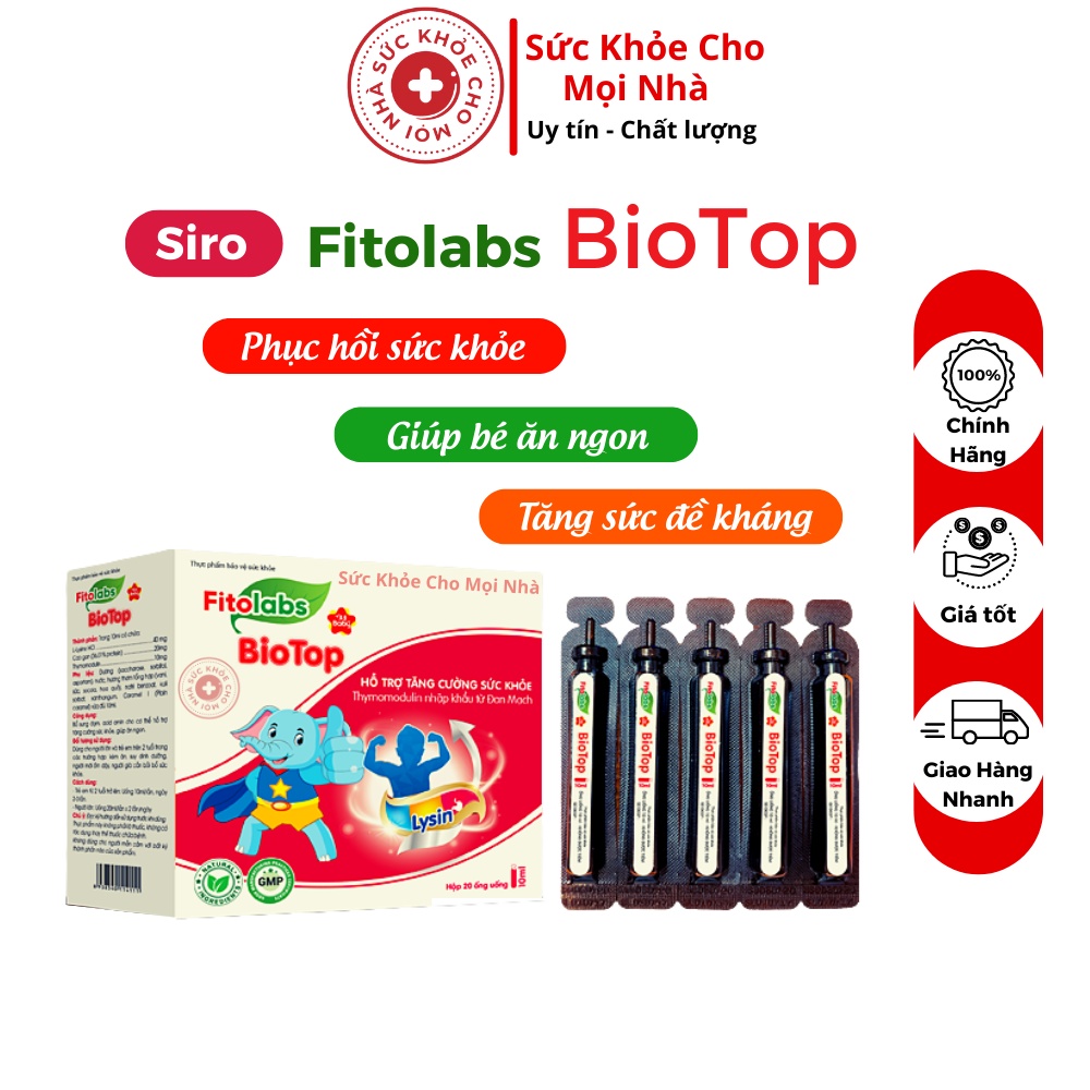 Siro Fitolabs Biotop tăng đề kháng tăng miễn dịch bé ăn ngon hấp thu dưỡng chất.Hộp 20 ống suckhoechomoinha