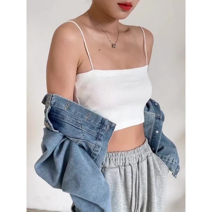 Áo Thun Nữ - Áo Croptop Hai Dây Cọng Bún Siêu Co Giãn Tiện Lợi | BigBuy360 - bigbuy360.vn