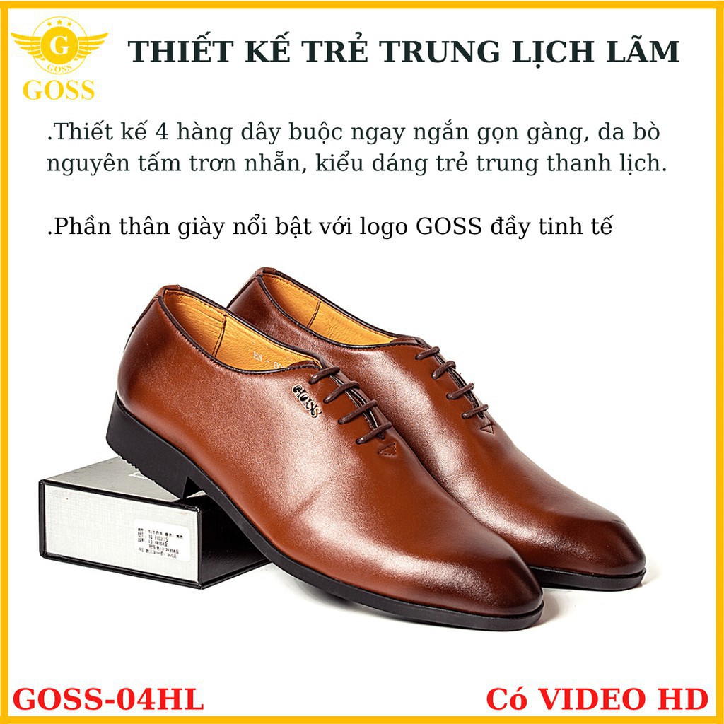 Giày Tây Nam Công Sở Da Bò Dây Buộc Mũi Nhọn Cao Cấp 04GOSS