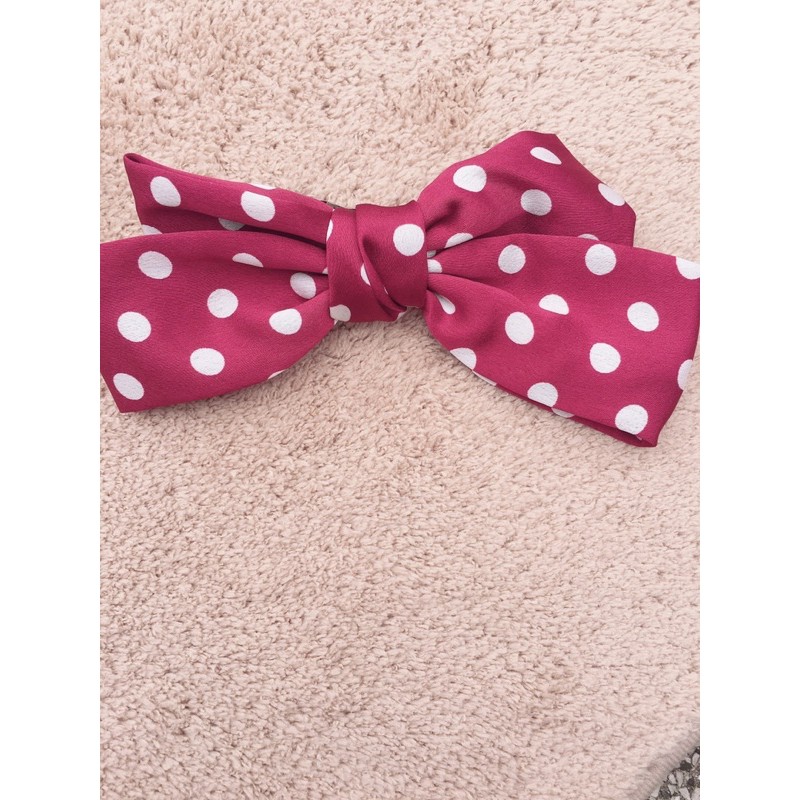 Kẹp tóc vải lụa nơ chấm bi cho nữ