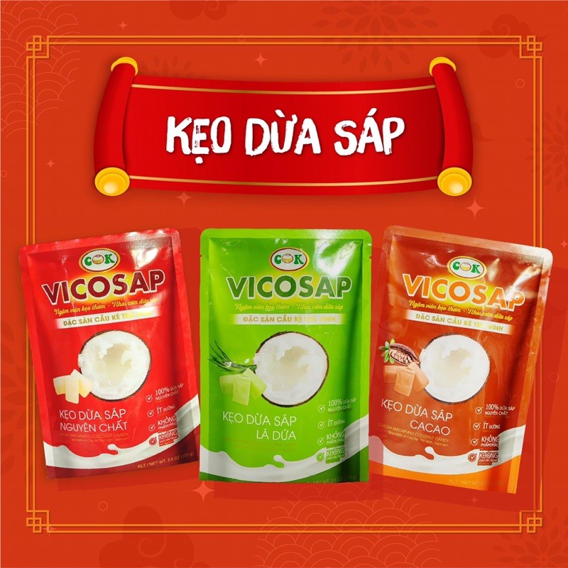 Kẹo Dừa Sáp Vị Lá Dứa ( Tặng 1 túi kẹo khi mua 2 túi kẹo )