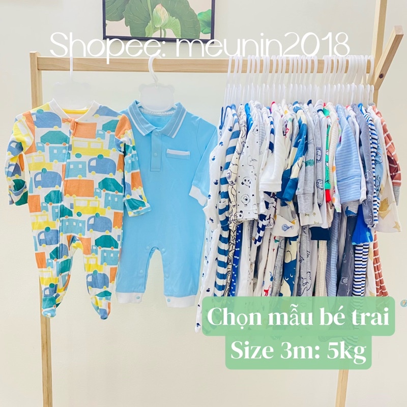 Bộ body sleep cho bé trai chọn mẫu nằm điều hoà chất liệu cotton (size 3m: 4kg)