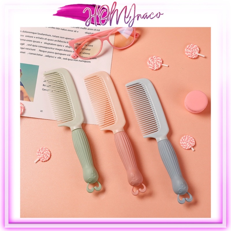 Lược chải tóc nhựa màu pastel - Lược tay cầm hình thú