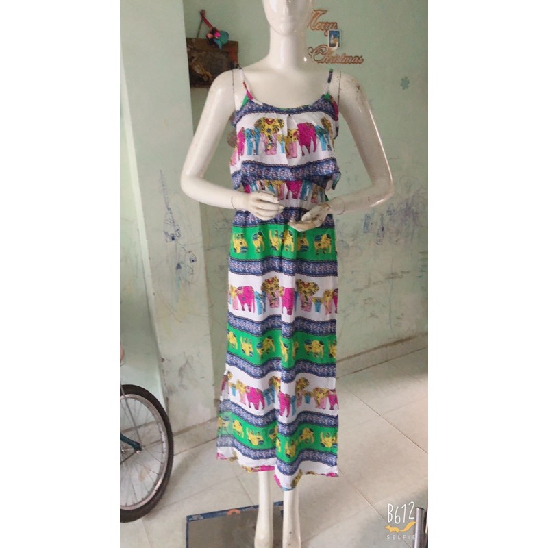 [chọn màu]Đầm maxi lanh lụa 2 dây bèo dài (48-65ky) | BigBuy360 - bigbuy360.vn