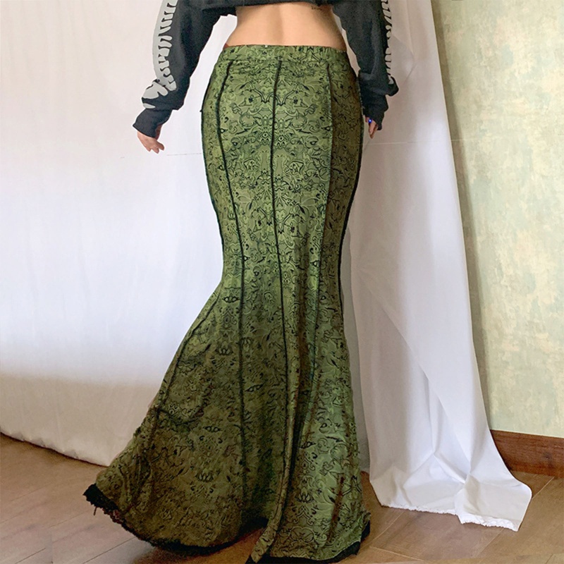 Chân Váy Đuôi Cá Phối Ren Hoa Phong Cách Gothic