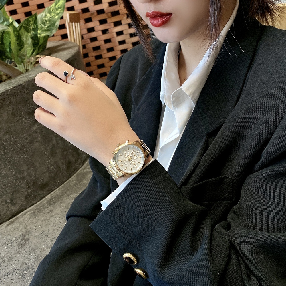 Đồng hồ nữ JA-946C Julius Hàn Quốc dây thép có lịch ngày,thứ (vàng)