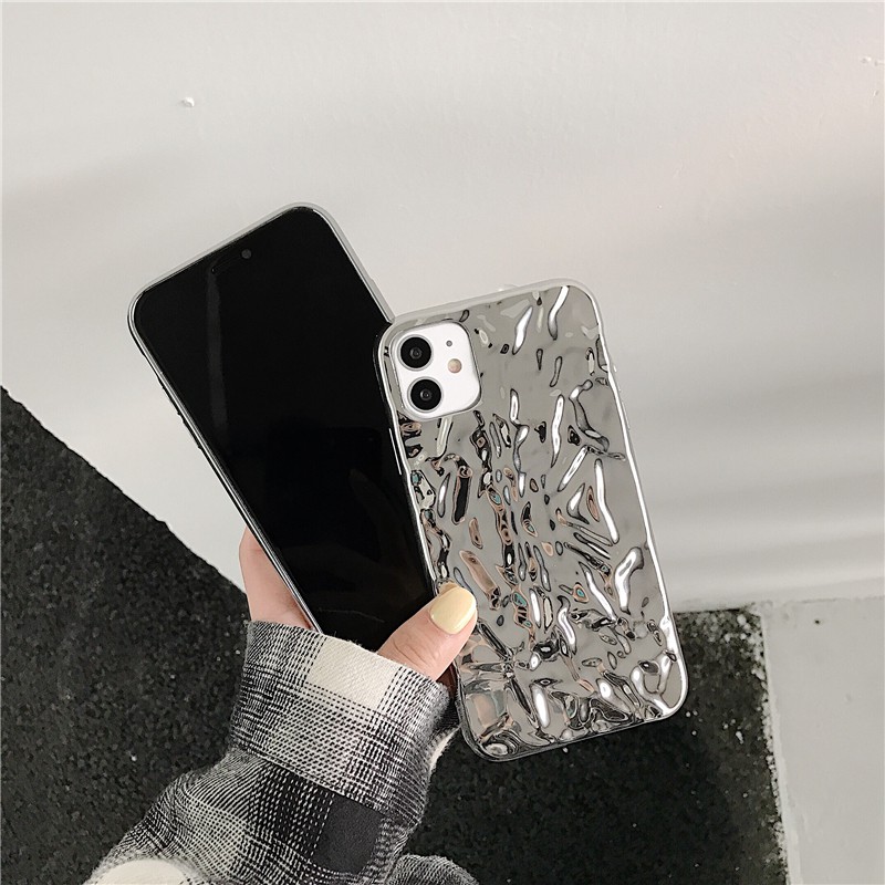 Ốp Điện Thoại Silicon Mềm Phối Kim Loại Bạc Cho Iphone 12 11pro Max 7plus Xr Xs | BigBuy360 - bigbuy360.vn